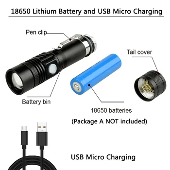 Super Jasné Led baterka USB linterna led baterkou T6/L2/V6 Výkon Tipy Zoomovateľnom Bicyklov Svetla 18650 Nabíjateľná z50