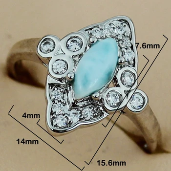 Fleure Esme Larimar luxusné Zapojenie Snubné prstene, Šperky a Príslušenstvo pre mužov a ženy, Ródium Á R3508 veľkosť 6 7 8 9