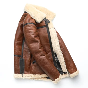 Hnedé Shearling Kabát Mužov Hrubé Prírodné Kožušiny Kabát Zimný Mužov Kožený Kabát Teplé Zimné Ázijské Veľkosť M-4XL Oblečenie M263