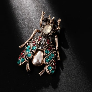 Móda lady pearl drahokamu hmyzu brošňa 2 farby hmyzu brošňa retro štýl šperky