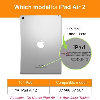 Kryt Pre iPad Vzduchu 2 360 Stupňové Otáčanie PU Kože Flip Cover obal Pre iPad Vzduchu 2 Magnetické Auto Wake Up/Sleep Smart Cover A1566