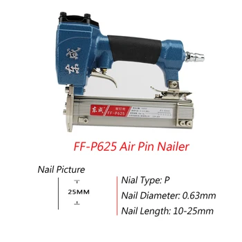 FF-P625 Vzduchu Pin Nailer 4-8 bar Vzduchu Zošívačka na Zrno Nechtov 100 kusov Vzduchu Nailer Dĺžka 10-25 mm Komár Nechtov Pneumatické