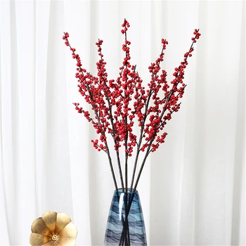 Umelý Kvet Kytice Red Berry Plantas Artificiales Falzifikátov Holly Domáce Dekorácie Doplnky, Umelé Vianočné Dekorácie