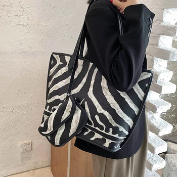 Jedinečný Taška Dizajn Retro Zebra Vzor Taška Ženy 2020 Nové Módne Veľkú Kapacitu Taška Cez Rameno Všestranný Kabelka Tote Bag