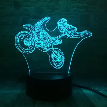 Motorka Muž Model Svetelný Juguetes 3D Ilúziu LED Nočného Farebné Blikajúce Svetlo Stôl Moto Akcie Obrázok Hračky