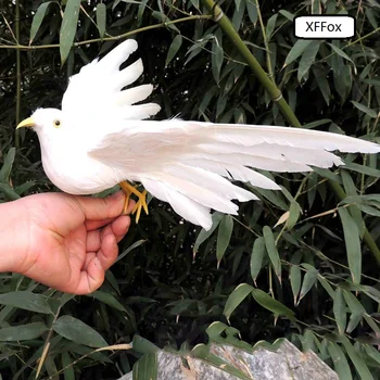 Roztomilý reálnom živote biely holub model pena&pierko krídla holubice vták bábika o 25x20cm xf0075