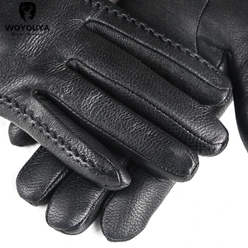 Móda ovčej Citlivé dotykové rukavice čierne dámske kožené rukavice,Udržať teplé zimné rukavice pre dotykové obrazovky-2265