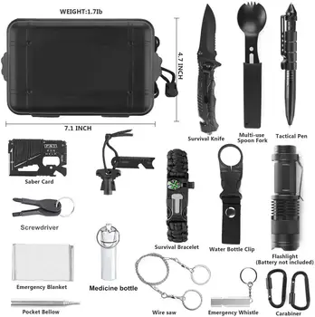 Tiesňové Prežitie Výstroj Nástroj Kemping Prvej Pomoci Survival Kit Professional SOS Tiesňové Taktický Nôž, Vidlička, Lyžica Pero