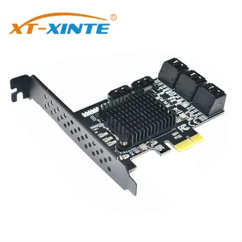 XT-XINTE 88SE9215 Čip 8 Porty SATA 3.0 PCIe Rozširujúca Karta PCI Express SATA Adaptér SATA 3 Prevodník s Chladiča pre HDD