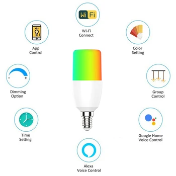 7W Smart kontrolka Led RGB Svetlo na Podporu Farba Pracovať S Alexa Domovská stránka Google Stmievateľné Scény Časovač Funkcia Magic Žiarovka