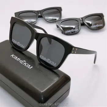 Vysoká kvalita Nové kórejské značky dizajn KIMHEKIM slnečné okuliare ženy muži štvorcový rám uv400 objektív s písmenom slnečné okuliare original prípade