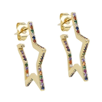 Rainbow cz star hoop náušnice pre ženy klasické jednoduché geometrické šperky