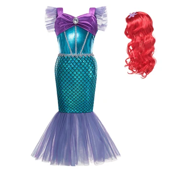 Morská víla Ariel Princezná Dievča Šaty Cosplay Kostýmy pre Deti Baby Girl Morská víla Zdobiť Sady Deti Halloween Oblečenie