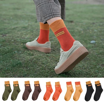 FINETOO 1 Pár Zime je Ponožky Farbou Zahustiť Froté Ponožky Žena Unisex Ponožky Módne List Tlač Členkové Ponožky Udržať v Teple