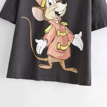 Disney Roztomilý Módne Dumbo Myši Karikatúra Tlače T-Shirt O-Krku Pulóver S Krátkym Rukávom Bežné Sladké Štýlové Ženy Voľné Tee Topy