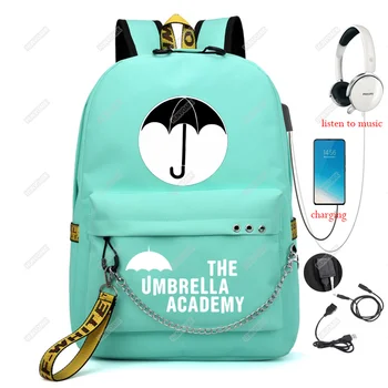 The Umbrella academy Usb Batoh Škola Taška na Notebook Batoh Ženy Muži Backbag Cestovné Daypacks Reťazca Voľný čas Batoh Mochilas