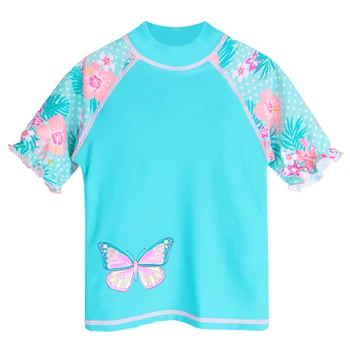 BAOHULU Lete Vytlačené Motýľ Dievčatá Plavky Deti Plavky UPF50+ Deti Pláž, Kúpanie Vyhovuje na Kúpanie Oblek Dievča Cyan