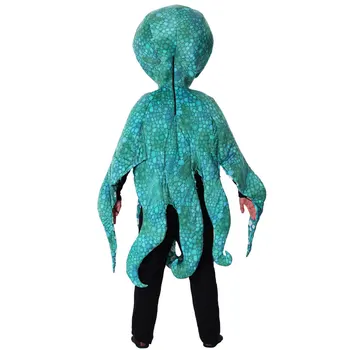 Halloween, deň detí fáze výkonu zobraziť dospelých detí morského života zvierat v hlbokom mori farby octopus kostým