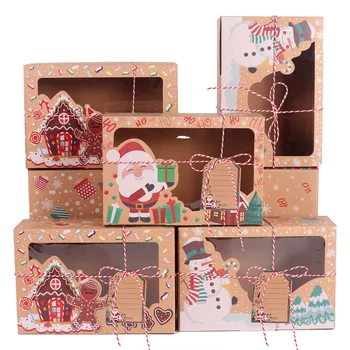 12PCS Kraft Papier, Vianočné Cookie Darčeky Boxy Nový Rok Láskavosti Boxy Santa Claus, Vianočné Darčeky Boxy Veselé Vianočné Dekorácie