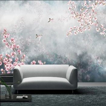 Vlastné Steny Handričkou Vintage Peach Blossom Krajiny olejomaľba Tapety Obývacia Izba, Spálňa Pozadí Steny Pokrýva 3D Dekor