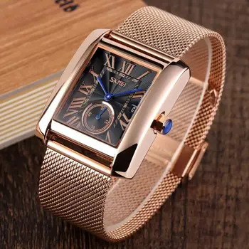 Luxusné Quartz Hodinky pánske Hodinky Značky SKMEI Rose Gold Nehrdzavejúcej Ocele Mužov Náramkové hodinky Zobrazenie Dátumu Quartz Náramok Obchodné Hodiny