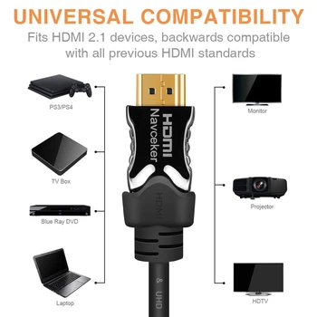 2020 HDMI 2.1 Kábel 8k 60Hz 4K 120Hz 3D High Speed 48Gbps HDMI Kábel pre PS4 Splitter spínaciu skrinku Extender Video 8K HDMI Kábel