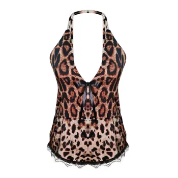 Nový Ženy Móda Plus Veľkosť Sexy Spodné Prádlo, Spodná Bielizeň Pohodlné Dámske Sexy Luk Čipkou Trim Leopard Romper Bielizeň 2020
