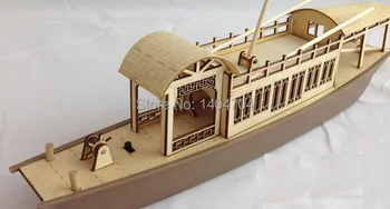 Doprava zadarmo Laser-cut drevo lode model auta čínsky Gaily-maľované Radosť-loď strypped-dole starožitné cisára výletný