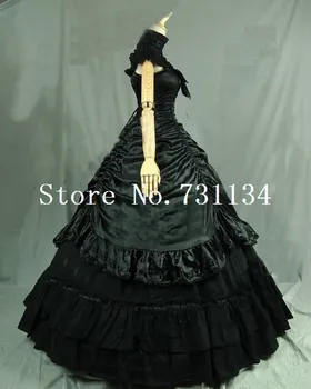 Plus Veľkosť Black Viktoriánskej Gotického Obdobia Šaty Žien Upír Strany Plesové Šaty, Halloween Divadelný Kostým