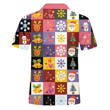 IFPD EÚ Veľkosť Vtipné Vianočné Mriežky Šitie 3D Tlač Polo Tričká Mužov Vianoce Tričko Bežné Cartoon Strany Krátky Rukáv Polo Shirts