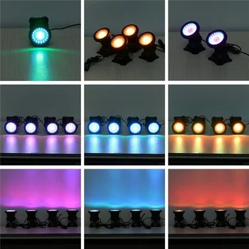 LED Podvodná Svetla, s Diaľkovým, Vodotesný IP68 Ponorné Pozornosti s 36-LED Žiarovky, 8W Multi-Farebné Bodové Svetlo pre Akvárium