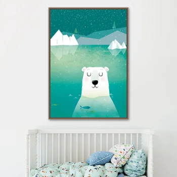 Medveď-Om Hippo Veľryba Slnko Škôlky Wall Art Plátno Na Maľovanie Cartoon Nordic Plagáty A Vytlačí Na Stenu Obrázky Dievča, Chlapec, Detská Izba Decor