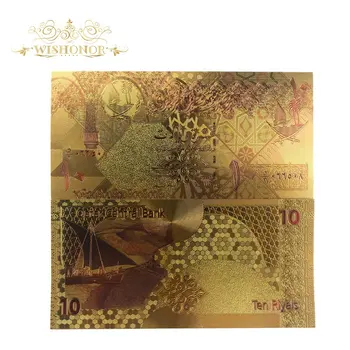 1 sada Hot Predaj Za Pekné Katar Bankovky 1 5 10 50 100 500 Riyals Bankoviek v 24k Gold Falošné Papierové Peniaze Na Darček