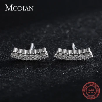 Modian Minimalizmus Perličiek Módne Stud Náušnice 925 Sterling Silver Cubic Zirconia Elegantné Náušnice Pre Ženy, Jemné Šperky Bijoux