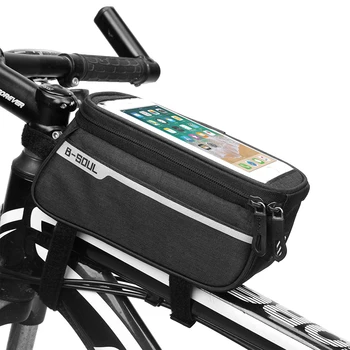 Nepremokavé Cyklistické tašky Nylon Bicykli Cyling Mobilný Mobilný Telefón Taška Prípade, 6 palcový Bicykel Kufre Rám Predné Trubice Tašky Príslušenstvo