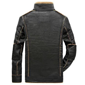 Drop shipping mužov bežné hrubé kožené bundy zimné pu motocykel kabát udržať v teple outwear ABZ29