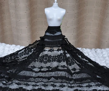 Mlieko biela čierna tortu sukne 3D hollow úsek pruhy čipky textílie 130 CM široké šaty, sukne DIY odevné doplnky