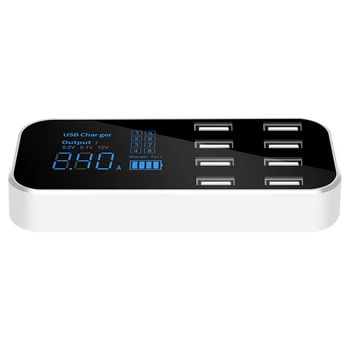 Nabíjačka do auta A9S USB 8 Portov 40W Prenosné LED Digitálny Displej Rýchle Nabíjanie Auto Nabíjačka Telefónu 2020