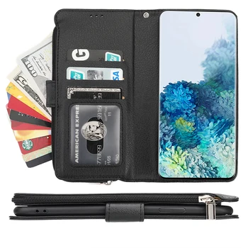 Zips Peňaženky, Kožené Telefón Puzdro Pre Samsung Galaxy S20 Ultra S10 Plus S9 S8 Poznámka 10 Plus 9 8 A51 A71 A30 A40 A50 A70 Flip Case