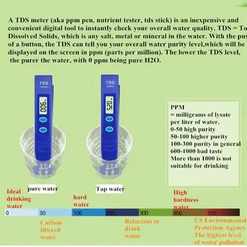 Presné Kvality Vody Tester, TDS Meter 0-9990ppm, Ideálny Vody Test Meter pre Pitnú Vodu, Akváriá 20% zľava