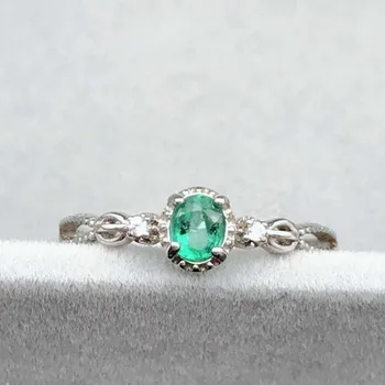 Elegantný a klasický prsteň so prírodné emerald krúžok v 925 sterling silver pre ženy& lady, ako výročie darček s box
