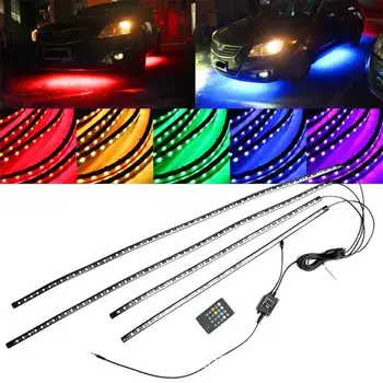 HiMISS Svetlé Auto LED Pásy Neon Auto Spodnej Svetlá Hudby Aktívny Zvukový Systém Svetlo