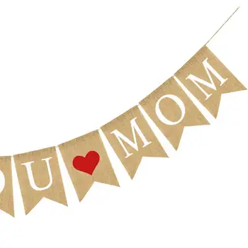 Šťastný Deň matiek Vrecoviny Banner Milujem ťa, Mama Červené Srdce Bunting Banner Závesné Dekorácie pre Narodeninovej Party Decor