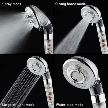 4 Režimy Kúpeľňa SPA Sprcha Hlavy Nastaviteľné Jetting Sprcha Hlavy, Vysoký Tlak na Šetrenie Vody Kúpeľňa Aniónové Filter Sprcha Hlavy