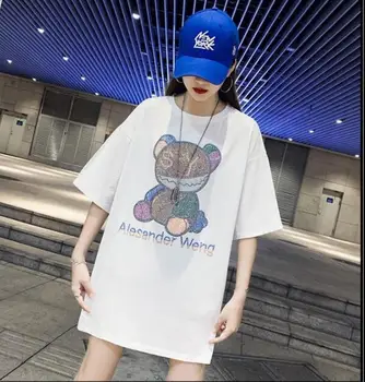 2020 Nové Letné Ženy T-shirt Cartoon Diamond kameňa najvyššej kvality Tričko Fashion Príležitostné Voľné designTshirt Žena Roztomilý Tee Žena
