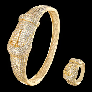 Zlxgirl šperky vysokej kvality pásu láska náramok s krúžkom šperky sady najlepšie dámske pár náramok zirconia bangles prsteň súpravy