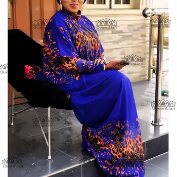 2019 Nových Afrických Voľné Dizajn Šifón Dlhý rukáv Dashiki Šaty Pre Lady XFCX#