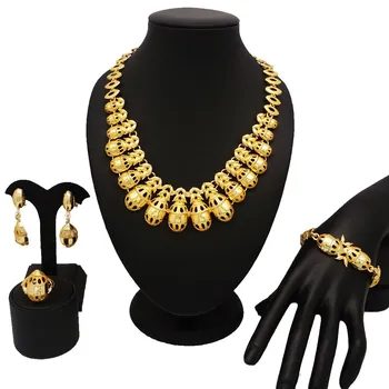 Dubaj zlaté šperky sady ženy módny náhrdelník jemné šperky sady ženy náhrdelník zlaté šperky sady Afriky mama šperky sady