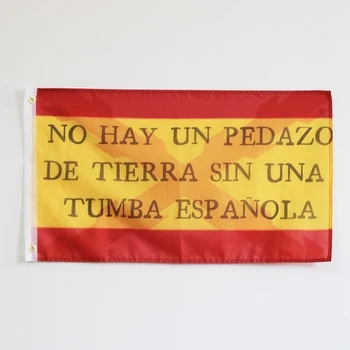Bandera de España con la Cruz de Borgoña y la frase č hay un pedazo de tierra hriech una tumba española poema españa imperio españ