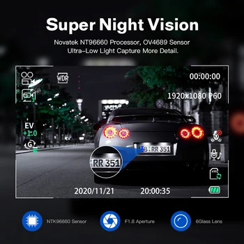 AZDOME 4K Auta Dvr GPS GS63H Dash Cam Wifi Vozidla parkovacia Kamera Duálny Objektív Nočné Videnie Dashcam 24H Sledovať Parkovanie Monitor